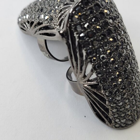 Flamboyant Designer type Knuckle Ring, Unique Knuckle Ring, Black diamond Ring - Picture 6 of 14